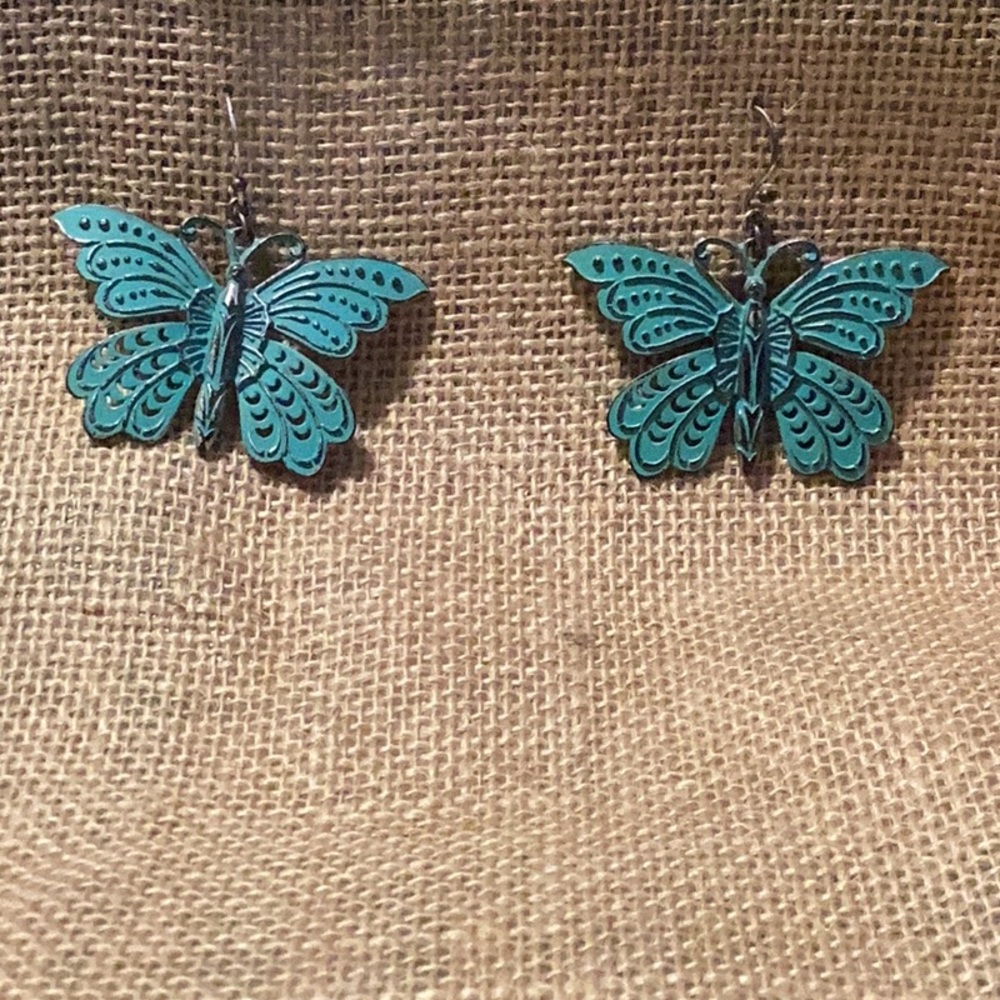 Blue butterfly dangling Earrings